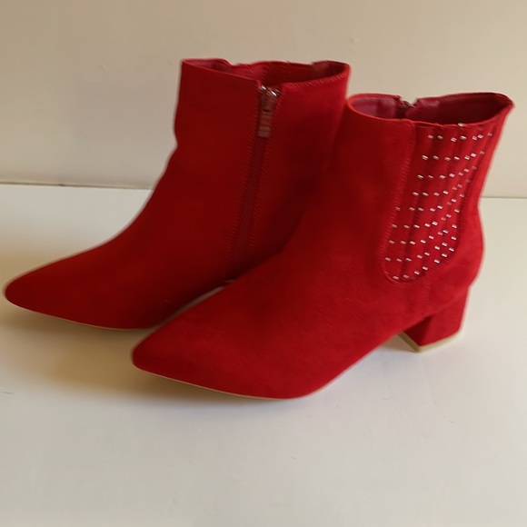 Viviany Heel The World Women's Ankle Boots Block Heel 2" Booties Rhinestones New - Picture 16 of 17